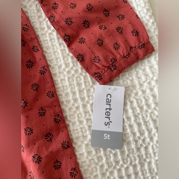 Carter’s Rust Floral Leaf Print Button Front Prairie Dress - Picture 6 of 8